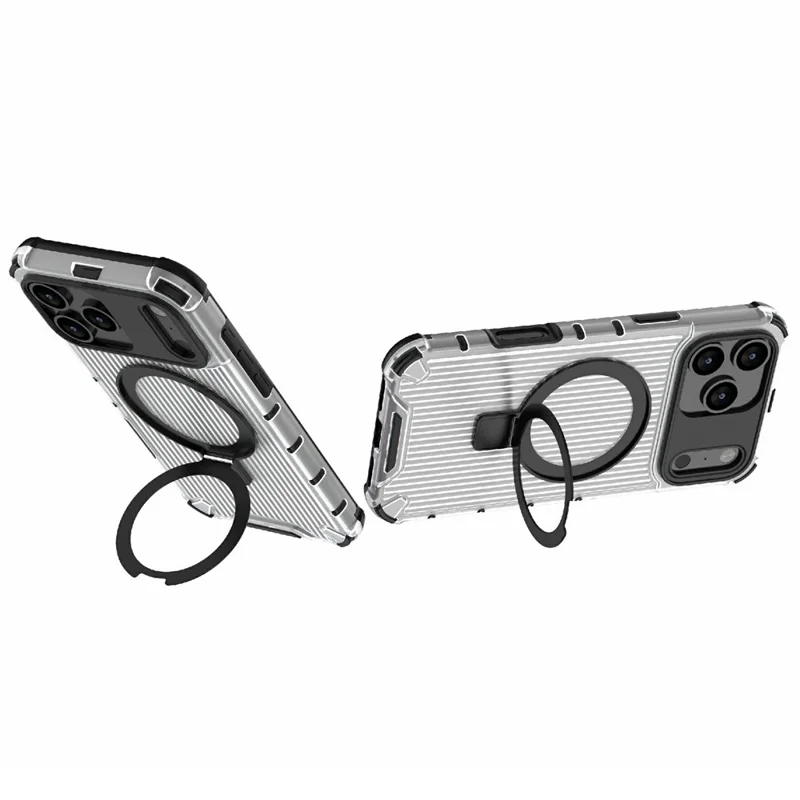 For iPhone 17 Pro Max Magnetic Case with Kickstand PC + TPU Phone Cover Compatible with MagSafe - Transparent