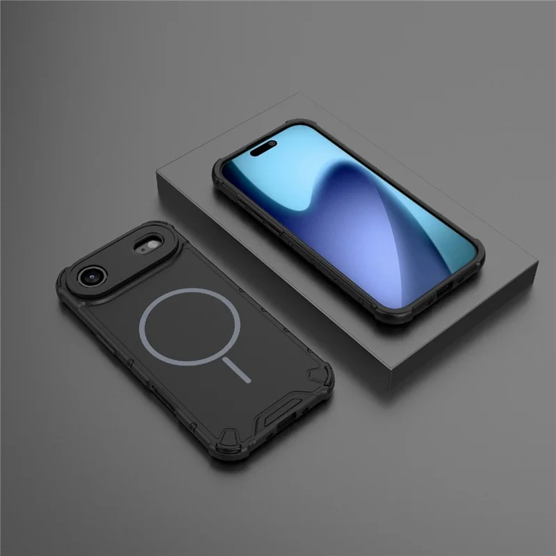 Für iPhone Air Hülle kompatibel mit MagSafe, gewellte Struktur, Wärmeableitung, TPU + PC Handy-Rückseite - Schwarz