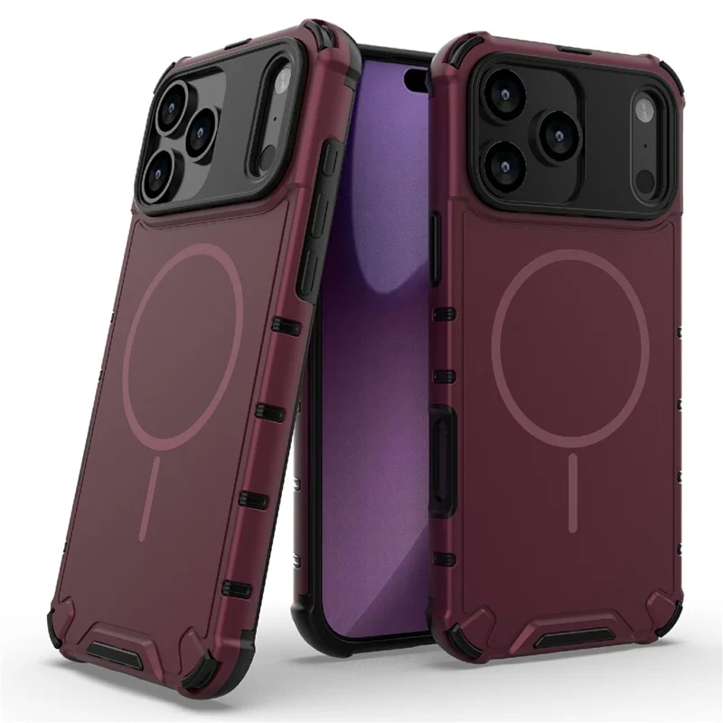 For iPhone 17 Pro Max Case Compatible with MagSafe Corrugated Texture Heat Dissipation TPU + PC Phone Back Cover - Purple