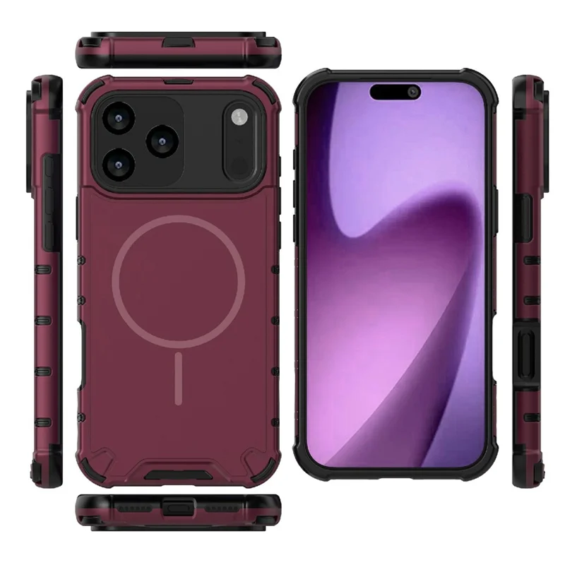 For iPhone 17 Pro Max Case Compatible with MagSafe Corrugated Texture Heat Dissipation TPU + PC Phone Back Cover - Purple