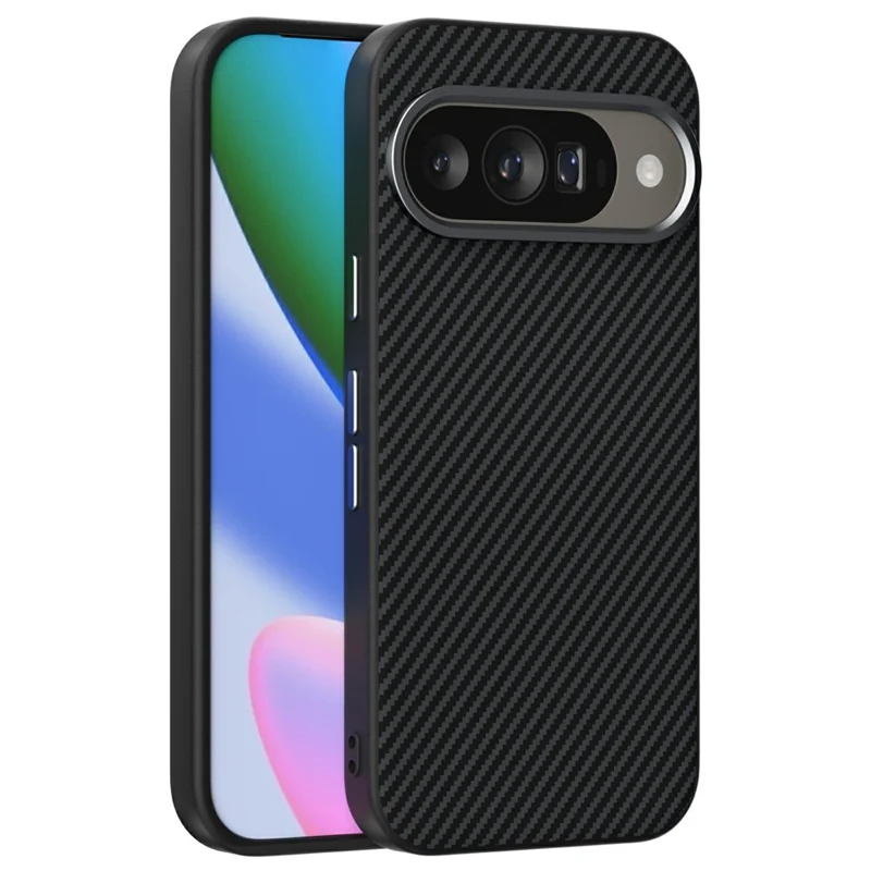 ABEEL For Google Pixel 10  /  10 Pro Magnetic Case Carbon Fiber Texture TPU PC PU Phone Back Cover - Black
