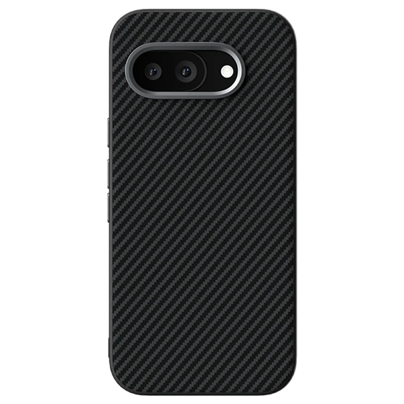 ABEEL For Google Pixel 9a Magnetic Case Carbon Fiber Texture TPU PC PU Phone Back Cover - Black