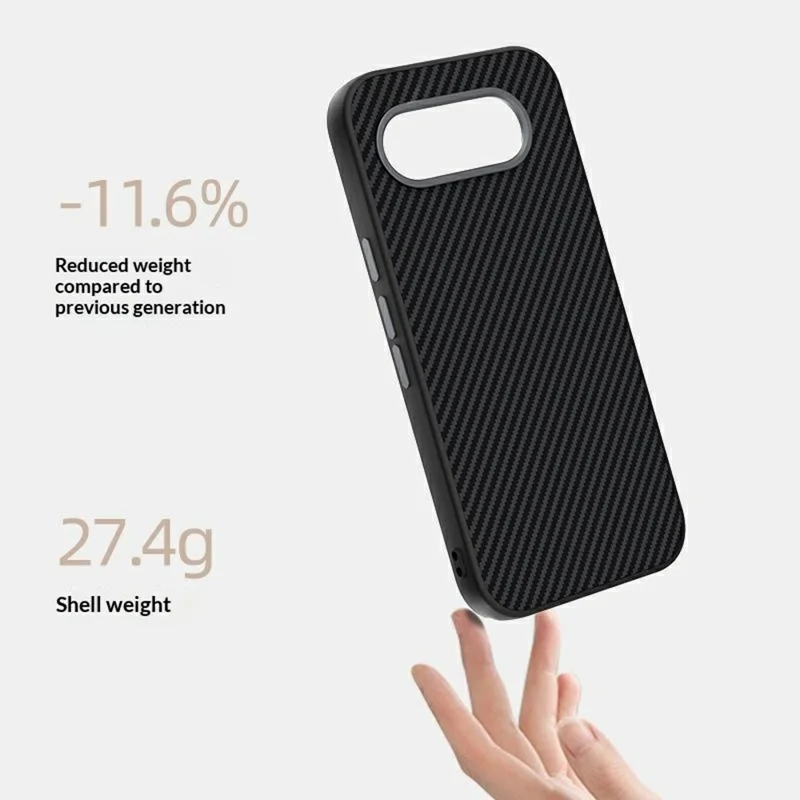 ABEEL For Google Pixel 9  /  9 Pro Magnetic Case Carbon Fiber Texture TPU PC PU Phone Back Cover - Black
