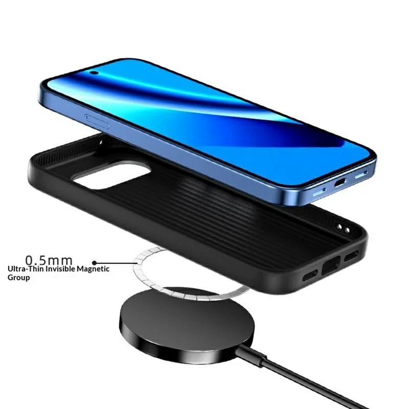 ABEEL для Google Pixel 9 Pro XL магнитный чехол с текстурой углеродного волокна, задняя панель из ТПУ, поликарбоната и искусственной кожи — черный