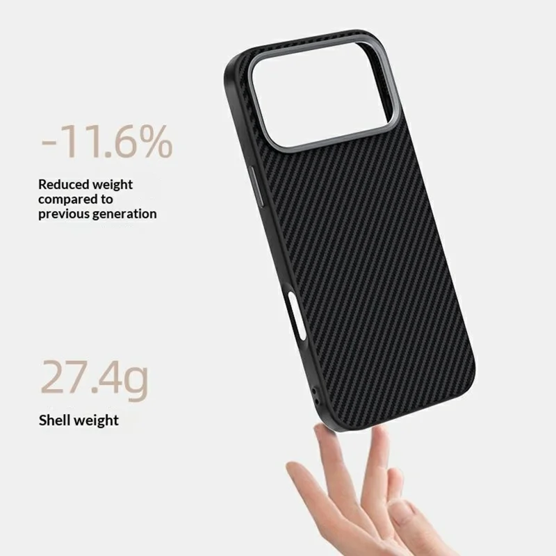 ABEEL For iPhone 17 Pro Max Case Compatible with MagSafe Carbon Fiber Texture TPU PC PU Phone Back Cover - Black