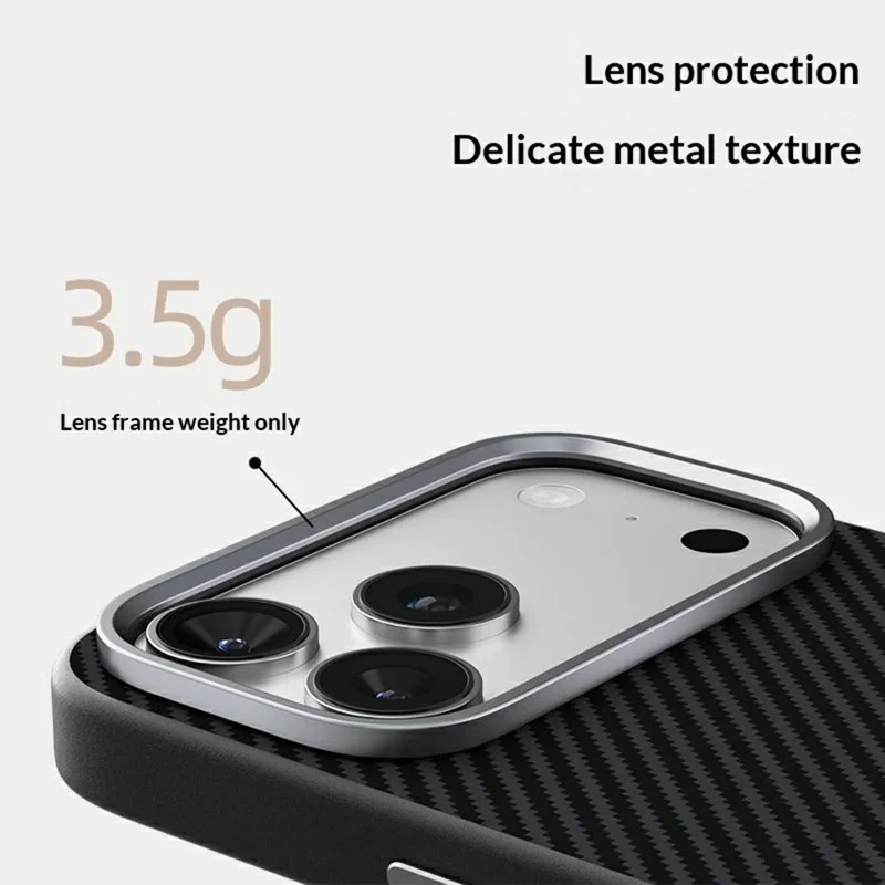 ABEEL For iPhone 17 Pro Max Case Compatible with MagSafe Carbon Fiber Texture TPU PC PU Phone Back Cover - Black