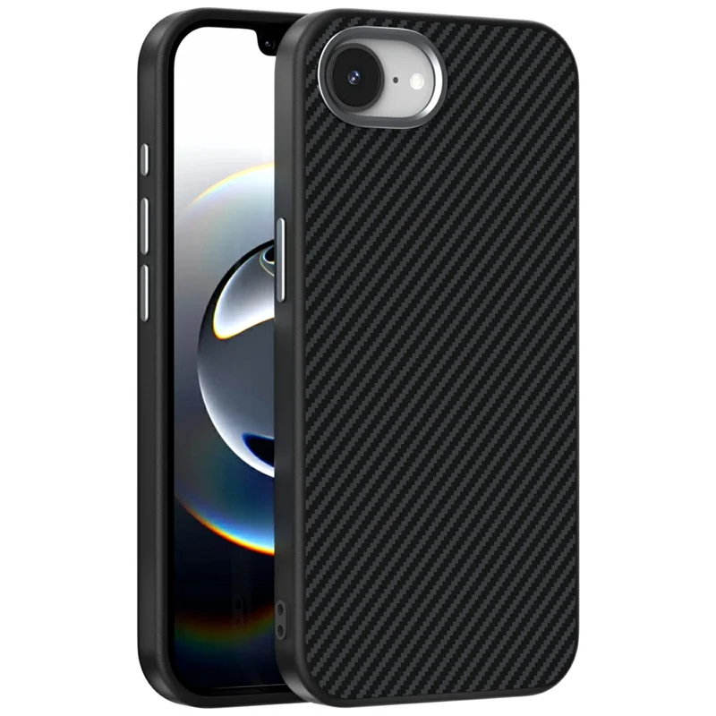 ABEEL For iPhone 16e Case Compatible with MagSafe Carbon Fiber Texture TPU PC PU Phone Back Cover - Black