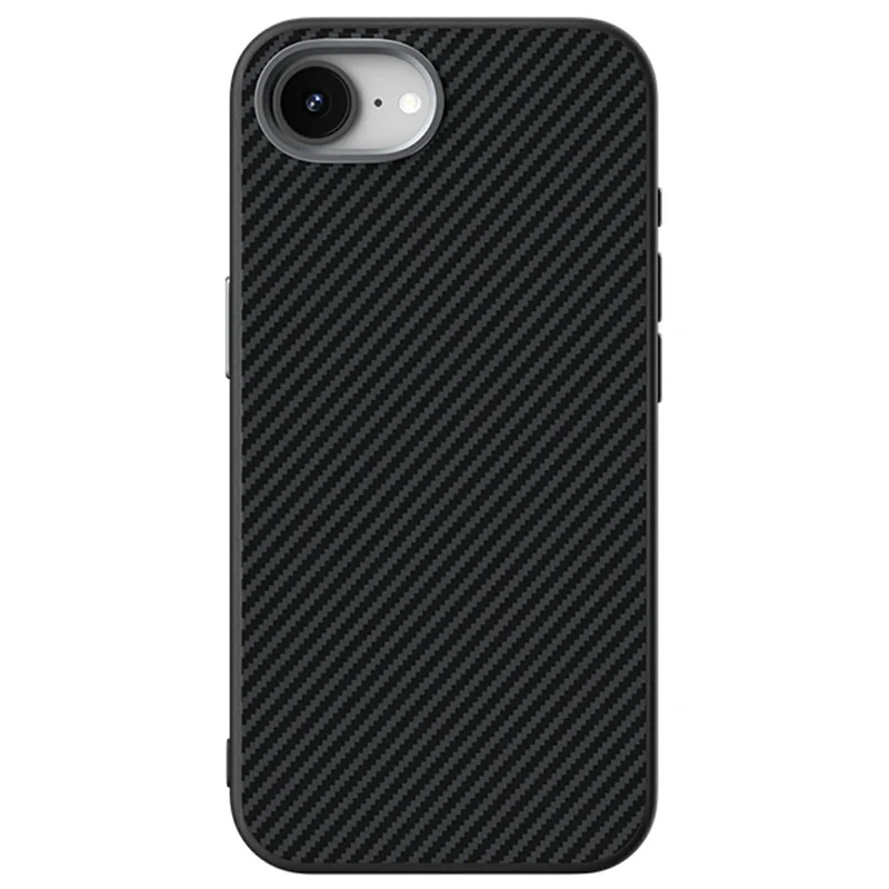 ABEEL For iPhone 16e Case Compatible with MagSafe Carbon Fiber Texture TPU PC PU Phone Back Cover - Black