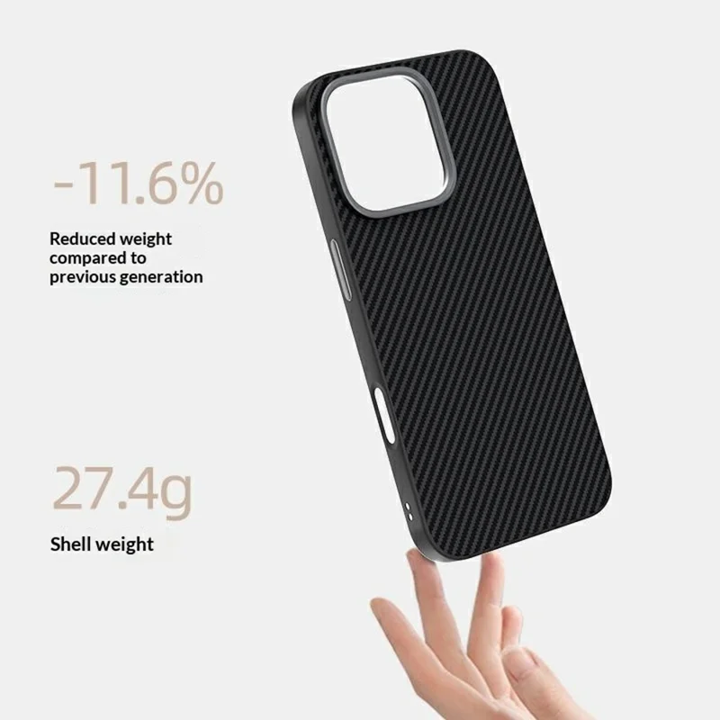 ABEEL Coque pour iPhone 16 Pro Max Compatible avec MagSafe Texture Fibre de Carbone TPU PC PU Couverture Arrière de Téléphone - Noir