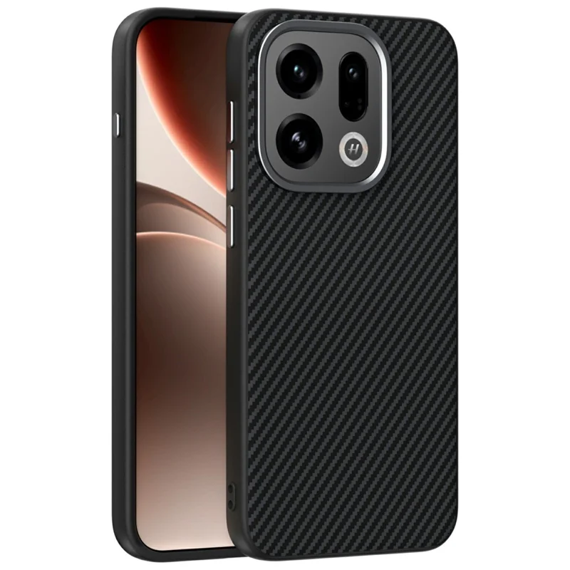 ABEEL pour Oppo Find X9 5G étui magnétique avec texture fibre de carbone coque arrière en TPU PC PU - Noir