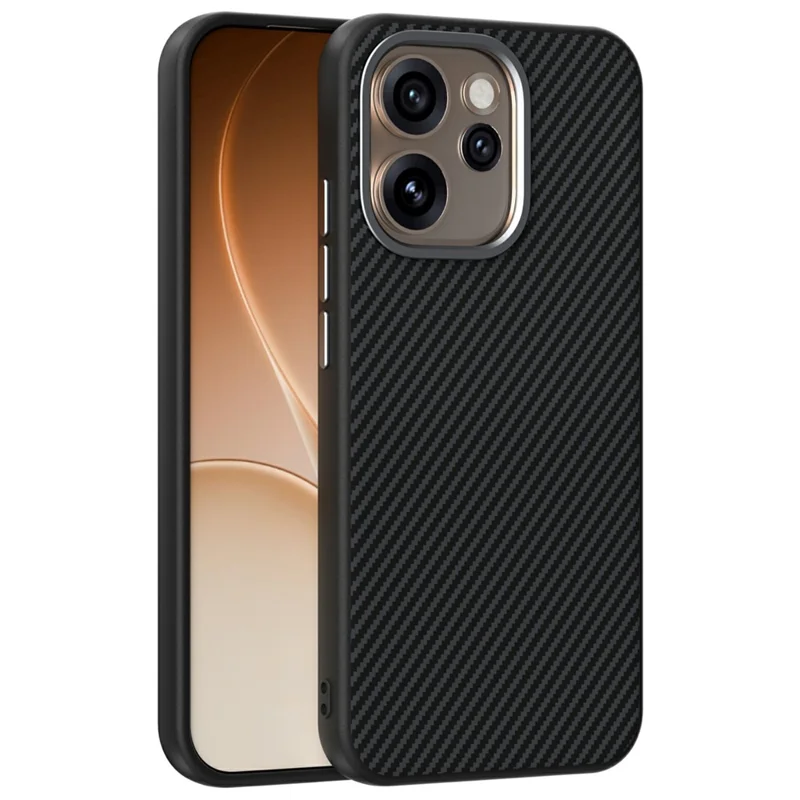 ABEEL pour Oppo Reno15 Pro 5G étui magnétique avec texture fibre de carbone coque arrière en TPU PC PU - Noir