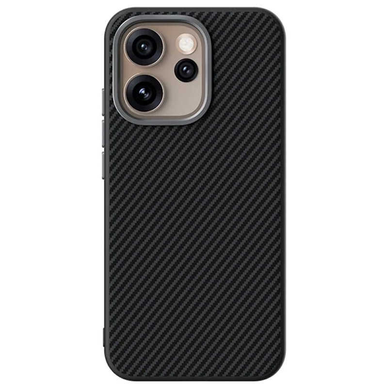 ABEEL pour Oppo Reno15 Pro 5G étui magnétique avec texture fibre de carbone coque arrière en TPU PC PU - Noir