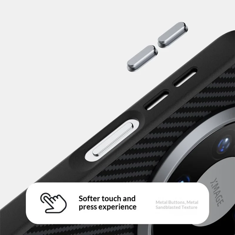 ABEEL til Huawei Mate 80 / 80 Pro magnetisk hylse med struktur af kulfiber TPU PC PU telefon bagside - Sort