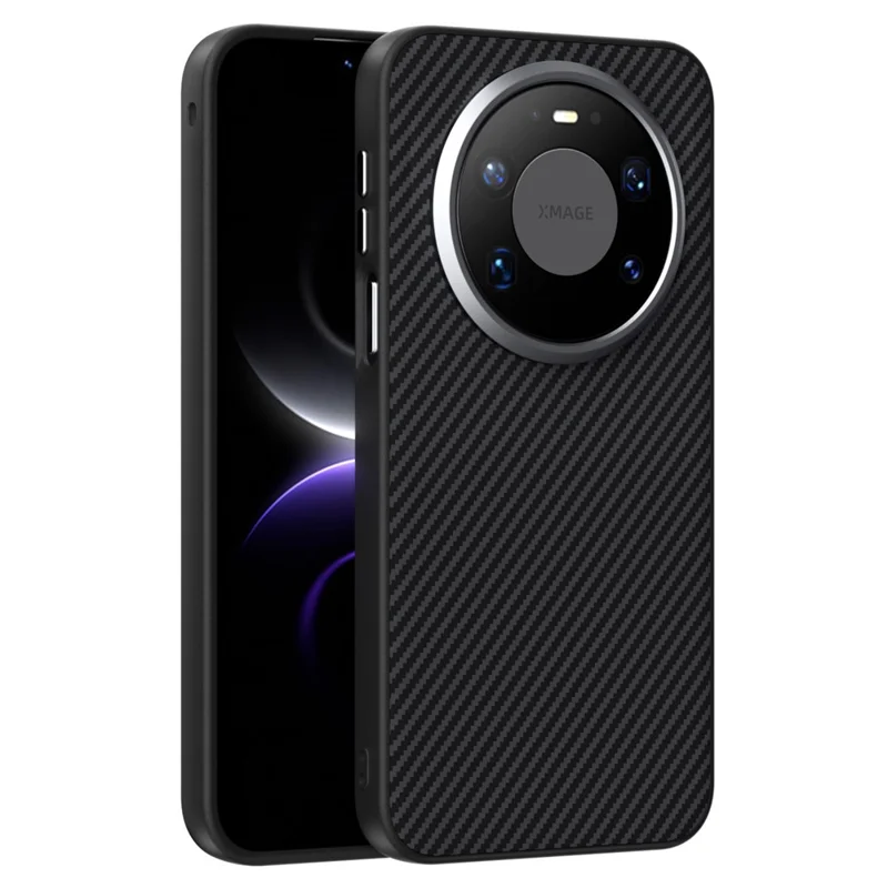 ABEEL Custodia Magnetica per Huawei Mate 80 Pro Max con Texture in Fibra di Carbonio, Cover Posteriore in TPU PC PU - Nero