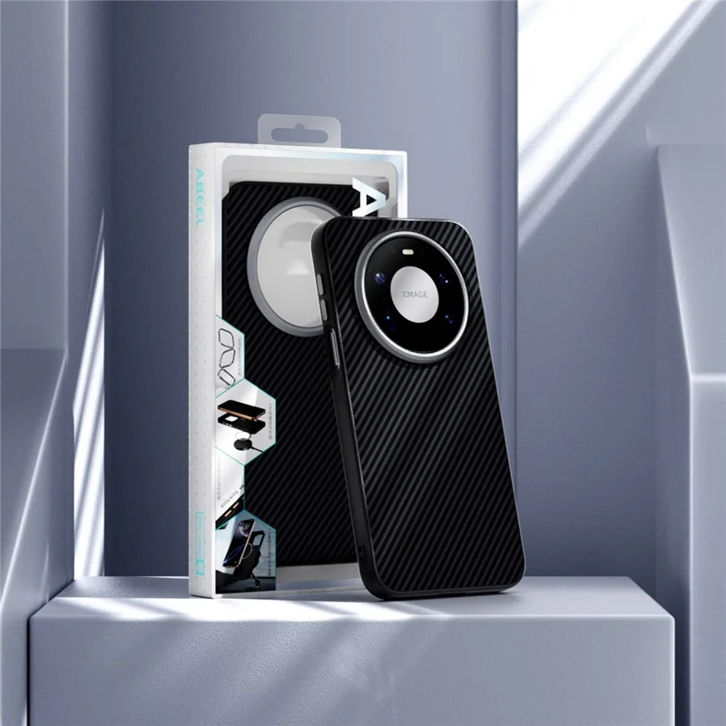 ABEEL Custodia Magnetica per Huawei Mate 80 Pro Max con Texture in Fibra di Carbonio, Cover Posteriore in TPU PC PU - Nero