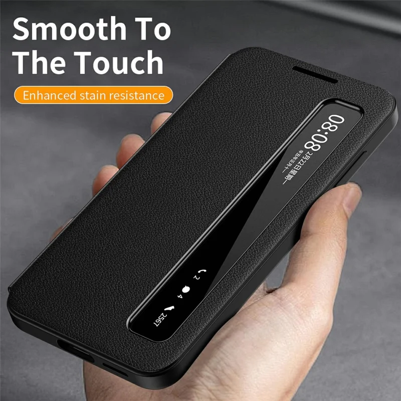 For Samsung Galaxy S22+ 5G Case Smart View Window Leather Phone Cover - Black