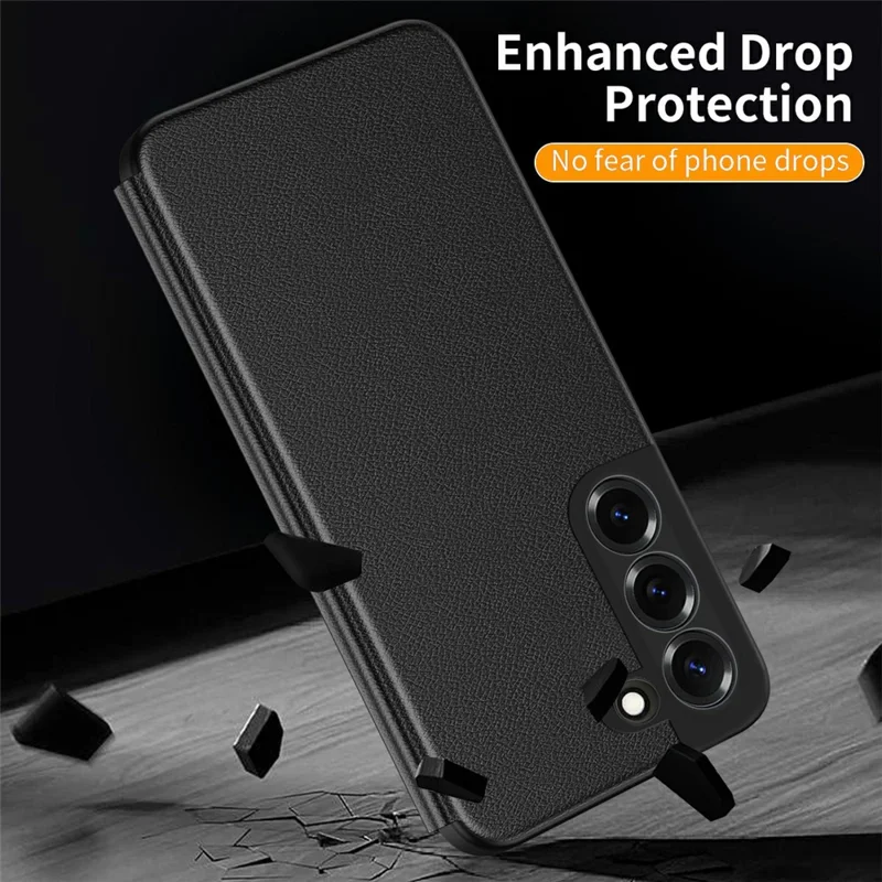 For Samsung Galaxy S22+ 5G Case Smart View Window Leather Phone Cover - Black