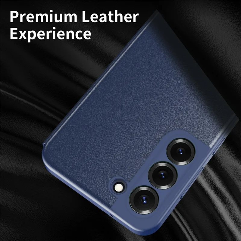 Capa de Telemóvel com Janela Inteligente em Pele para Samsung Galaxy S22+ 5G - Safira