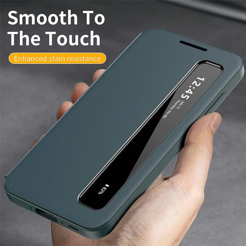 Funda para Samsung Galaxy A56 5G / A36 5G con Ventana Inteligente, Funda de Cuero para Teléfono - Verde