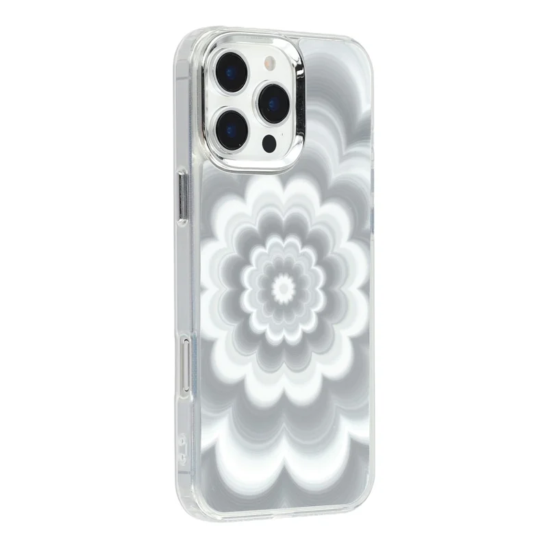 For iPhone 16 Pro Case Striking Phantom Flower TPU Cover with Electroplating Lens Frame