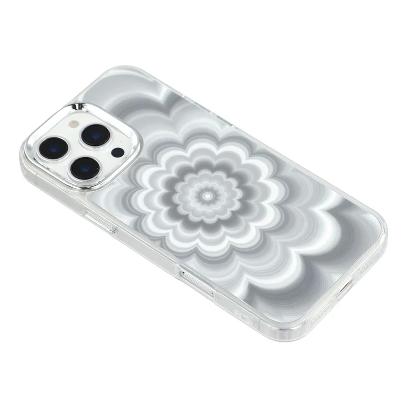 For iPhone 16 Pro Case Striking Phantom Flower TPU Cover with Electroplating Lens Frame