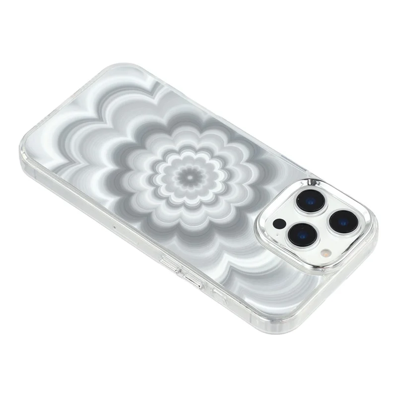 For iPhone 16 Pro Case Striking Phantom Flower TPU Cover with Electroplating Lens Frame