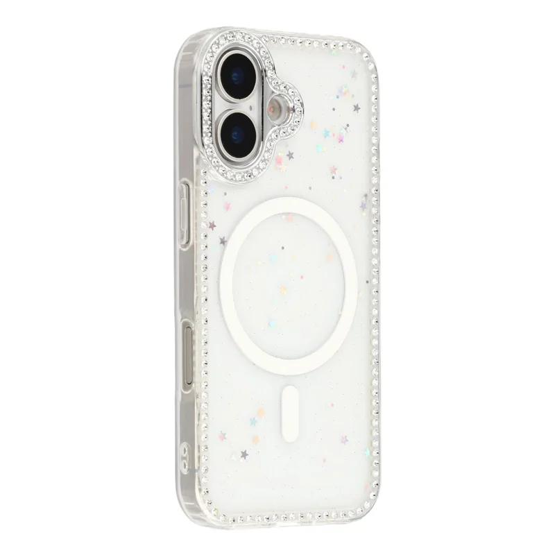 For iPhone 17 Case Compatible with MagSafe Rhinestone Edge Glitter Back TPU + PC IMD Phone Cover - Glitter Star