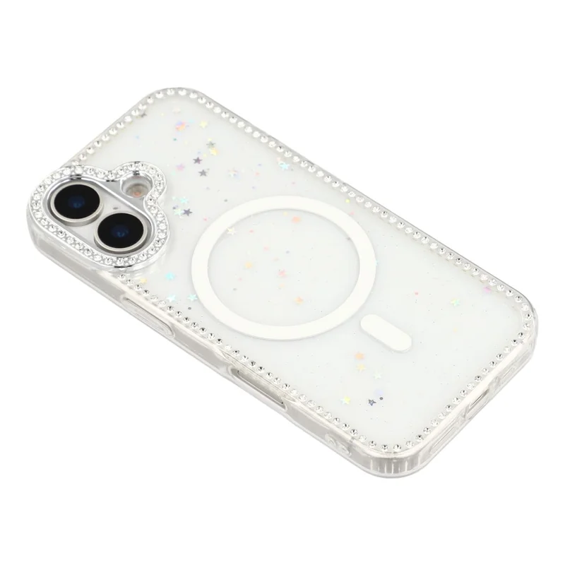 For iPhone 17 Case Compatible with MagSafe Rhinestone Edge Glitter Back TPU + PC IMD Phone Cover - Glitter Star