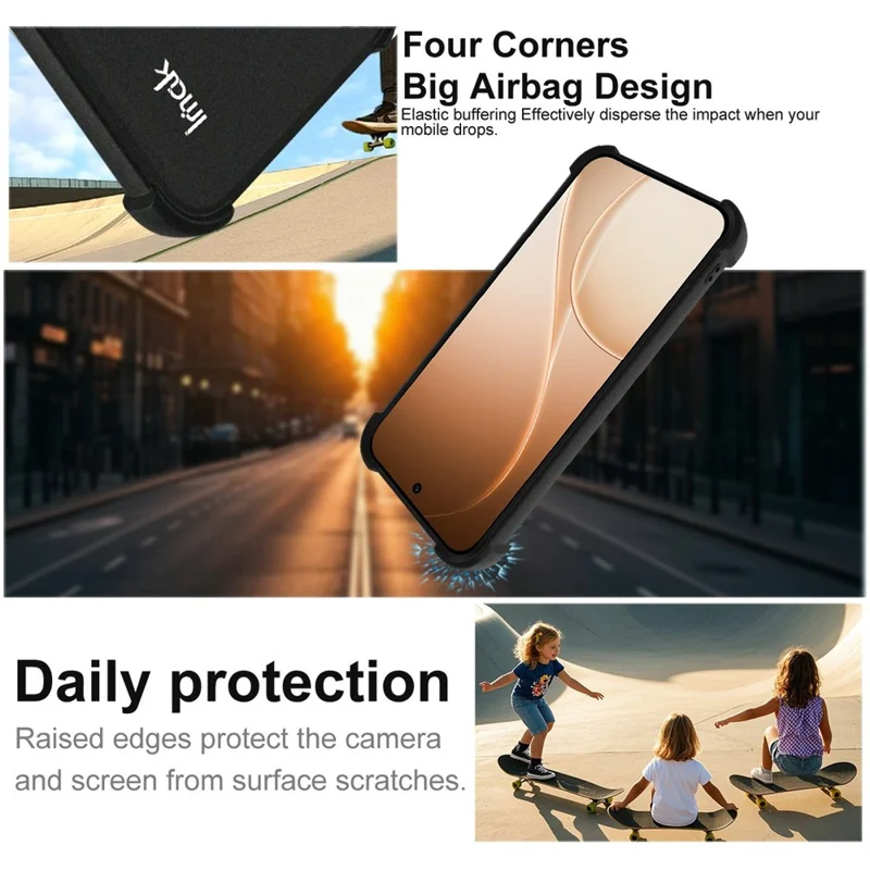 IMAK For Oppo Reno15 Pro 5G (Global) / Reno15 5G (China) Case TPU Phone Cover Airbag Shockproof Protection - Matte Black