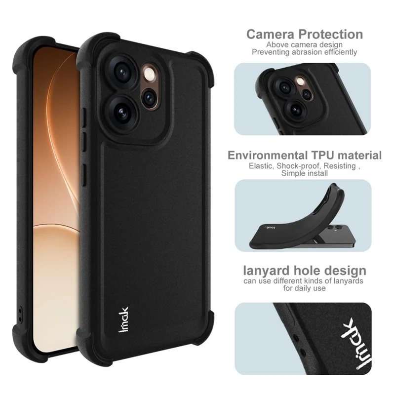 IMAK For Oppo Reno15 Pro 5G Case TPU Phone Cover Airbag Shockproof Protection - Matte Black
