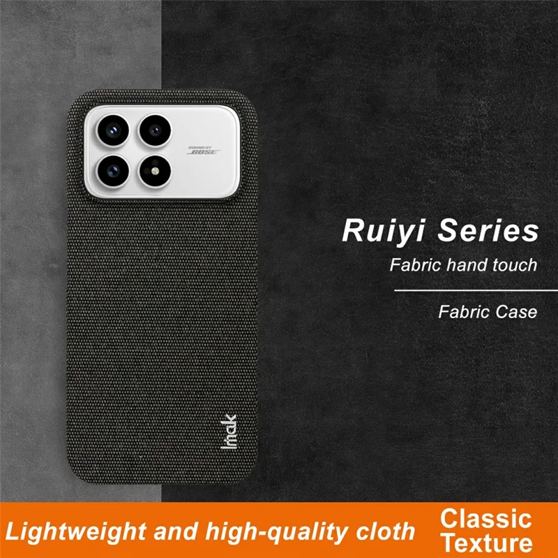 IMAK Ruiyi Series for Xiaomi Poco F8 Pro / Redmi K90 5G Case Fabric Texture Leather + PC Phone Back Cover - Black