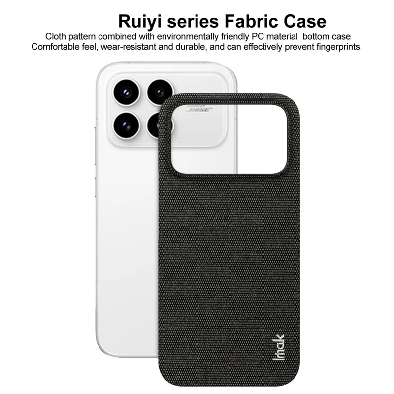 IMAK Ruiyi Series for Xiaomi Poco F8 Pro / Redmi K90 5G Case Fabric Texture Leather + PC Phone Back Cover - Black