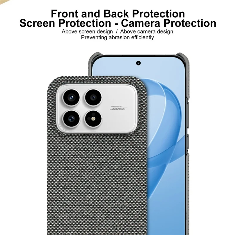 IMAK Ruiyi Series for Xiaomi Poco F8 Pro / Redmi K90 5G Case Fabric Texture Leather + PC Phone Back Cover - Black