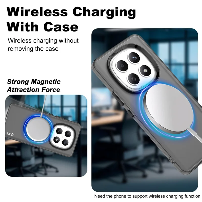 IMAK For Xiaomi Redmi Note 15 5G (Global) Magnetic Case PC + TPU Phone Back Cover - Black