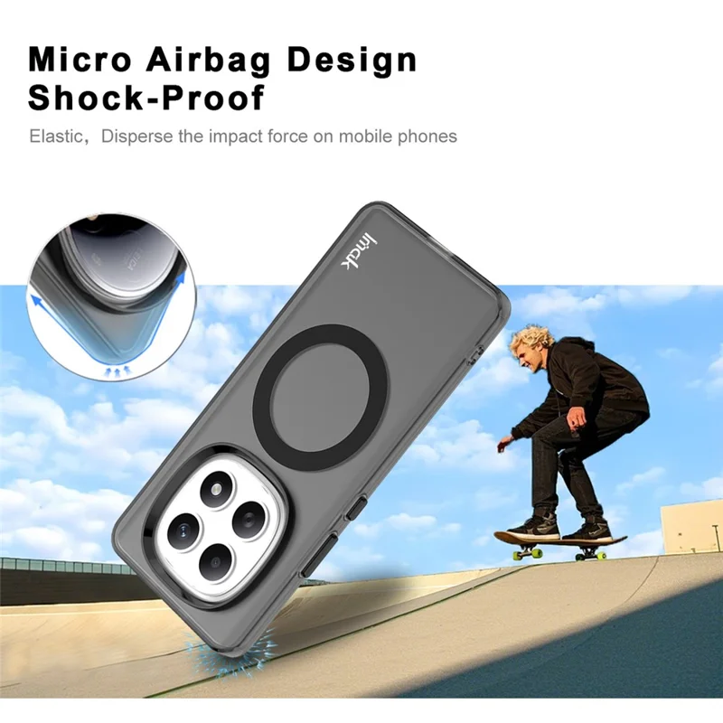 IMAK For Xiaomi Redmi Note 15 5G (Global) Magnetic Case PC + TPU Phone Back Cover - Black