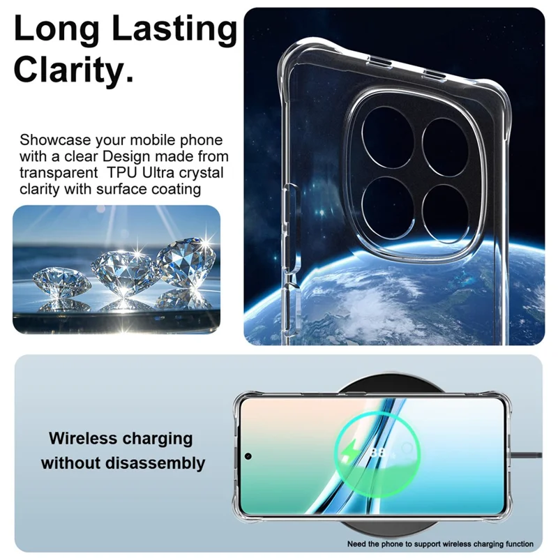 IMAK til Xiaomi Redmi Note 15 5G (Global) TPU-håndkasse med luftkammer stødfast beskyttelse - Transparent