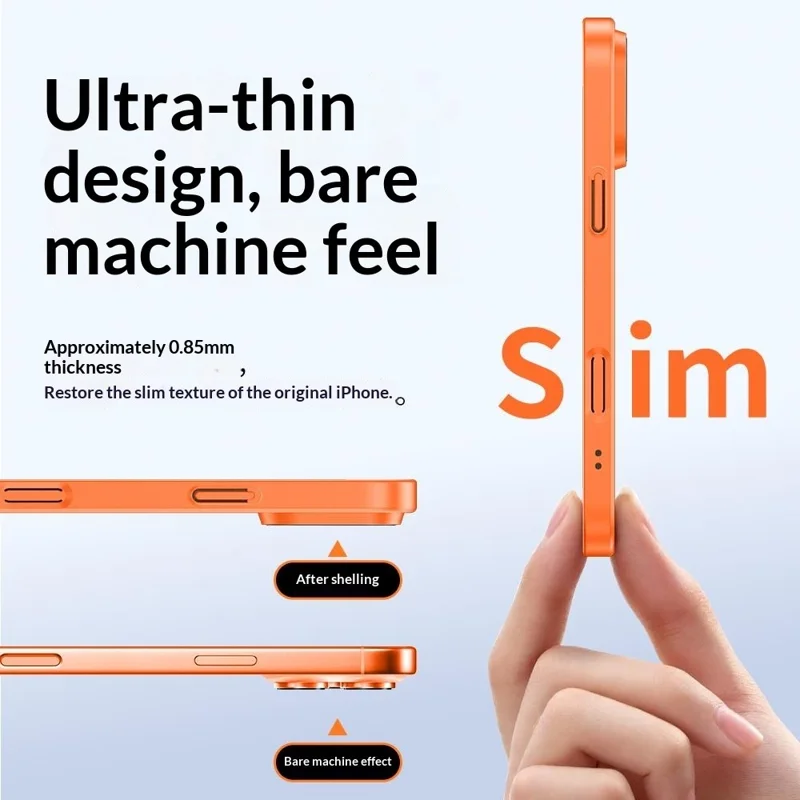 For iPhone 17 Pro Case CD Ring Magnetic TPU Phone Cover with Full Lens Guard / Screen Film - Orange