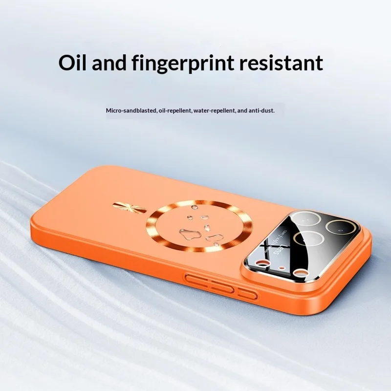 For iPhone 17 Pro Case CD Ring Magnetic TPU Phone Cover with Full Lens Guard / Screen Film - Orange