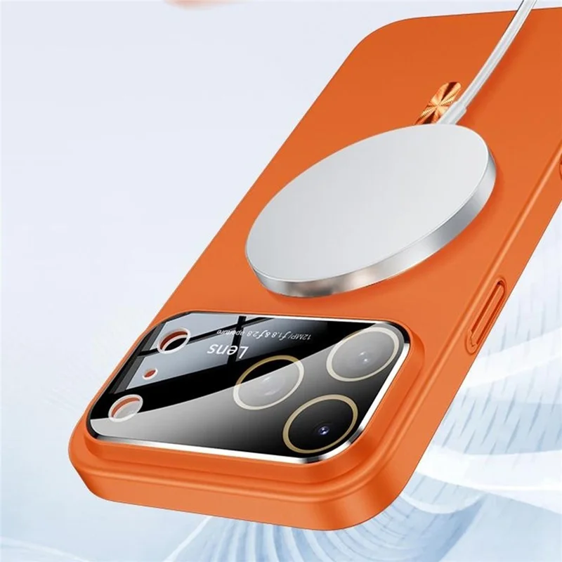 For iPhone 17 Pro Max Case CD Ring Magnetic TPU Phone Cover with Full Lens Guard / Screen Film - Orange