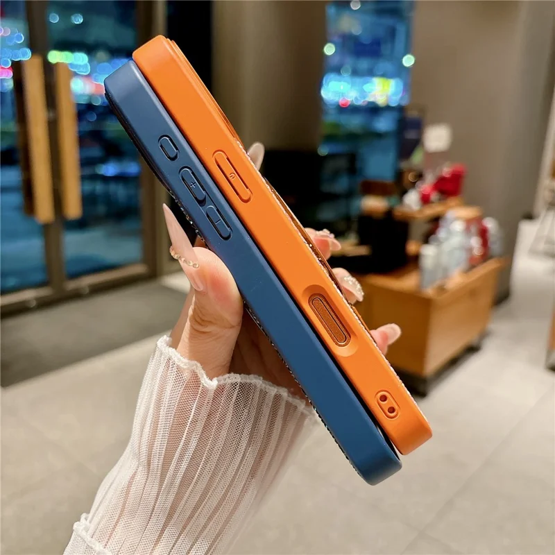 For iPhone 17 Pro Magnetic Case Glitter Design Ring Kickstand TPU + Acrylic Phone Cover with Screen Protector - Orange