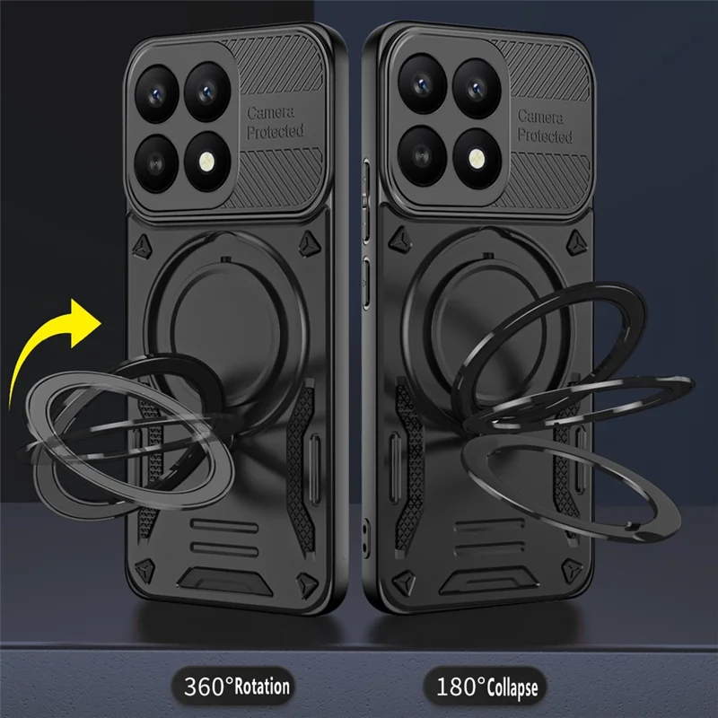 For Xiaomi 17 Magnetic Case Shockproof TPU + PC Phone Back Cover with Kickstand - Black