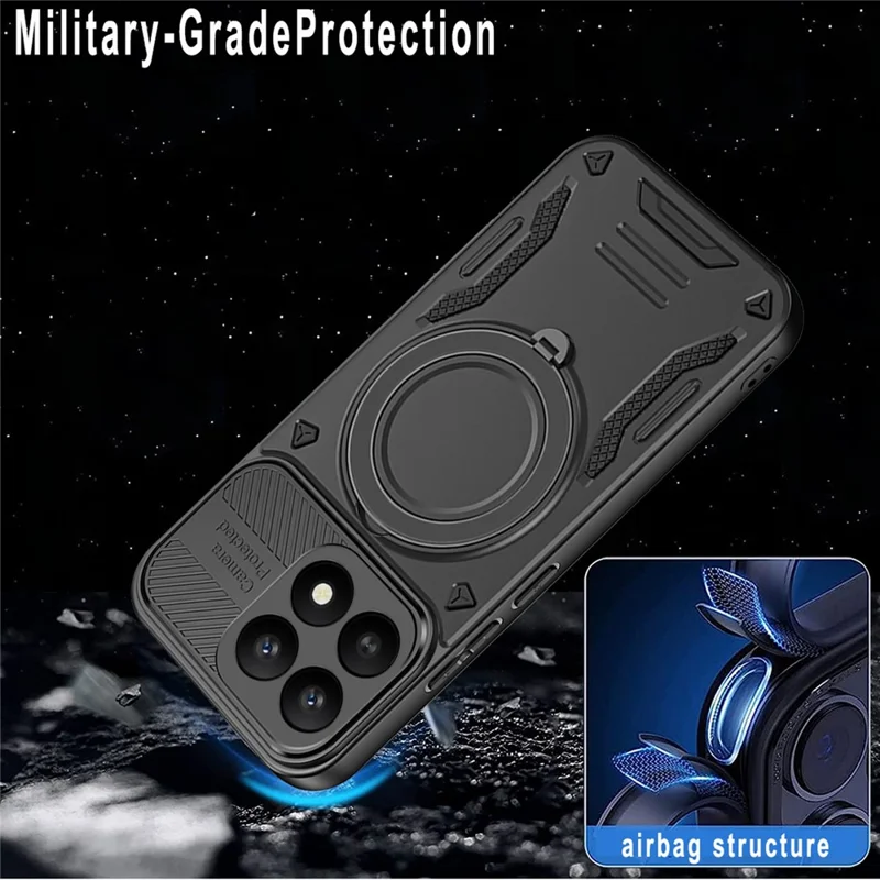 For Xiaomi 17 Magnetic Case Shockproof TPU + PC Phone Back Cover with Kickstand - Black