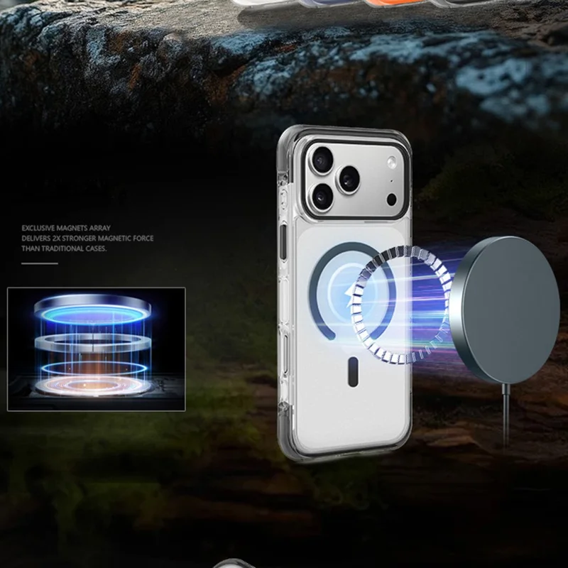 Cover per iPhone 17 Pro Max X-LEVEL Airbag Antiurto Protezione Magnetica 360° Compatibile MagSafe in TPU PC Trasparente - Bianco