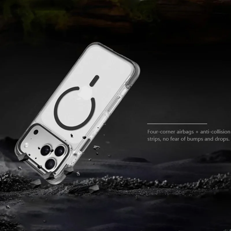 Cover per iPhone 17 Pro Max X-LEVEL Airbag Antiurto Protezione Magnetica 360° Compatibile MagSafe in TPU PC Trasparente - Bianco