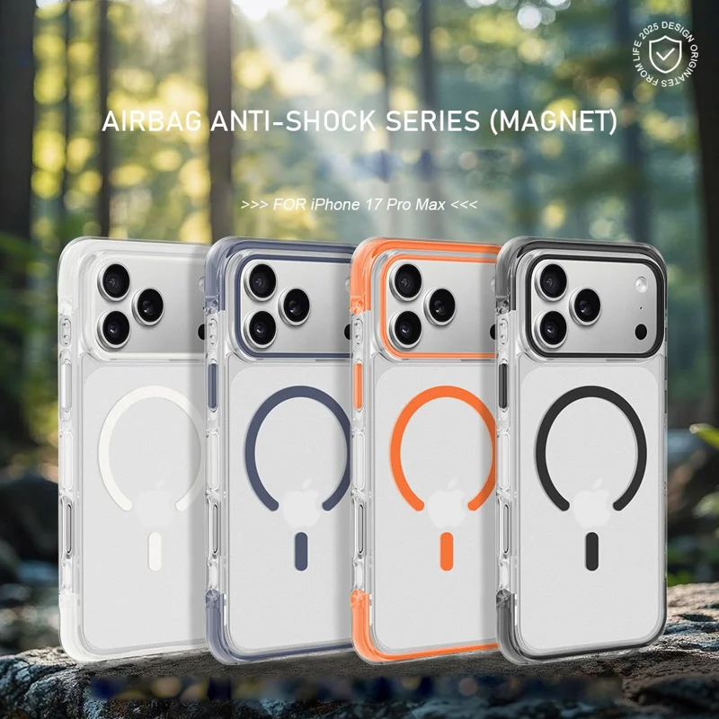 Cover per iPhone 17 Pro Max X-LEVEL Airbag Antiurto Protezione Magnetica 360° Compatibile MagSafe in TPU PC Trasparente - Bianco