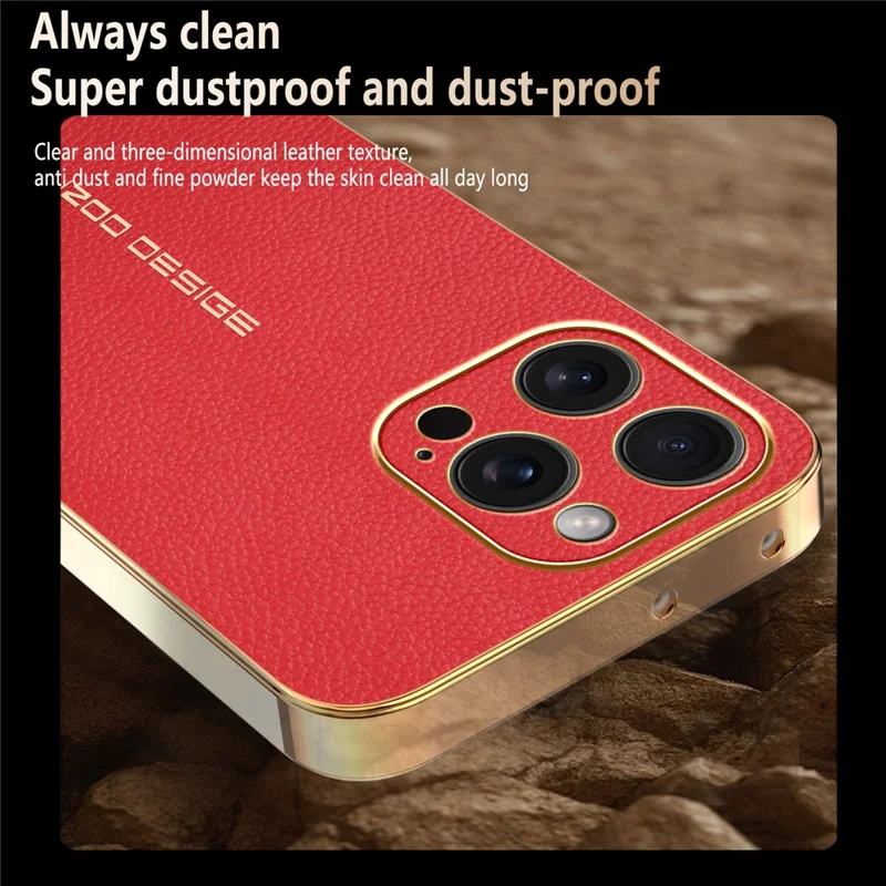 For iPhone 15 Pro Case Anti Scratch Litchi Texture TPU Leather PU Phone Back Cover - Red