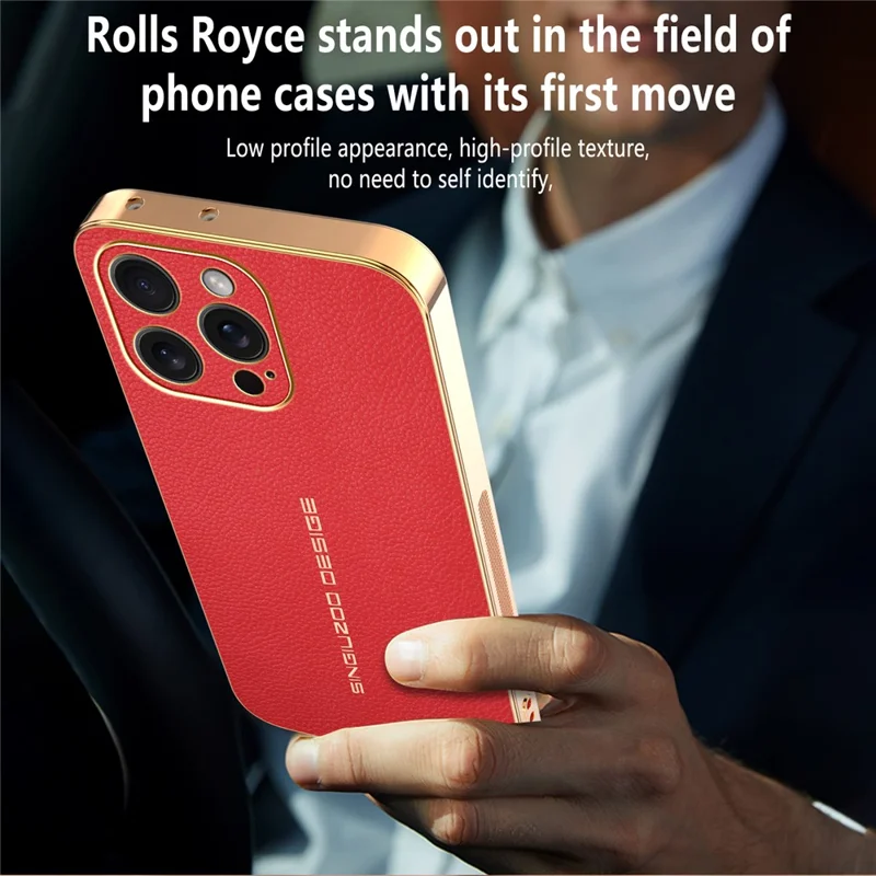 For iPhone 15 Pro Case Anti Scratch Litchi Texture TPU Leather PU Phone Back Cover - Red