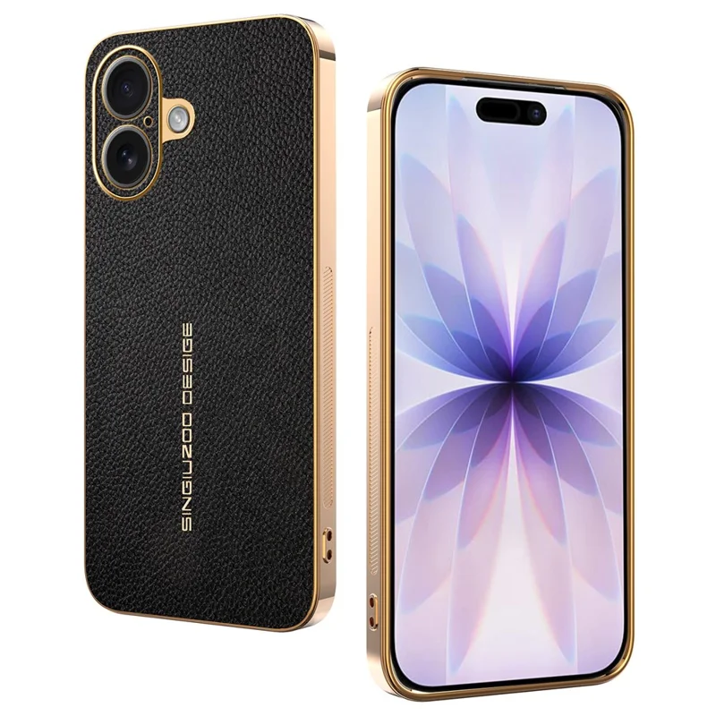 Für iPhone 17 Hülle Anti-Scratch Leder-Optik TPU Leder PU Handy-Rückseite - Schwarz