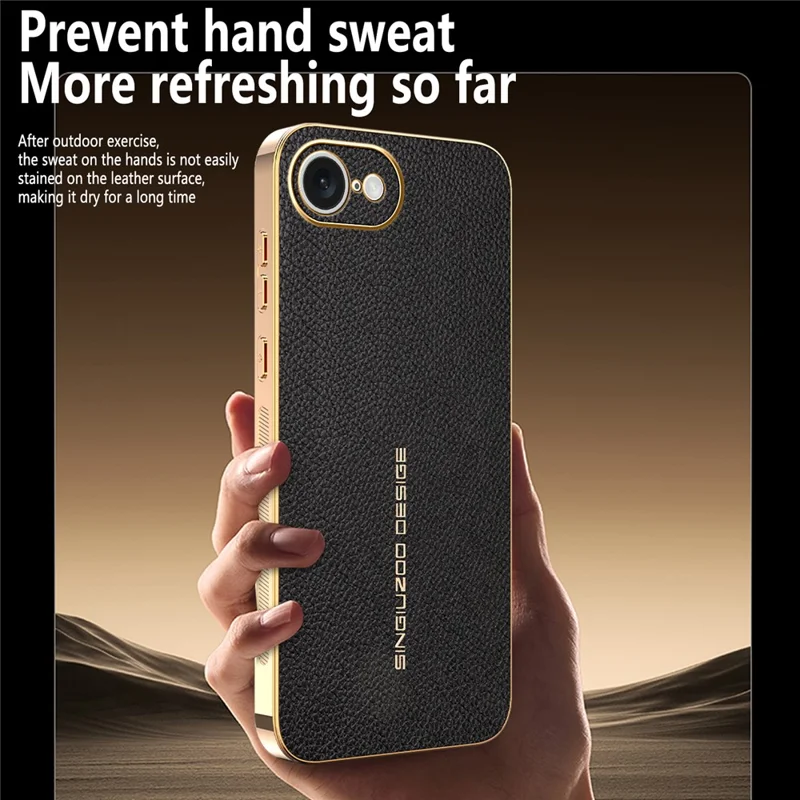 Funda para iPhone 16e, antiarañazos, textura de piel de cocodrilo, TPU y cuero PU, cubierta trasera para teléfono - Negro