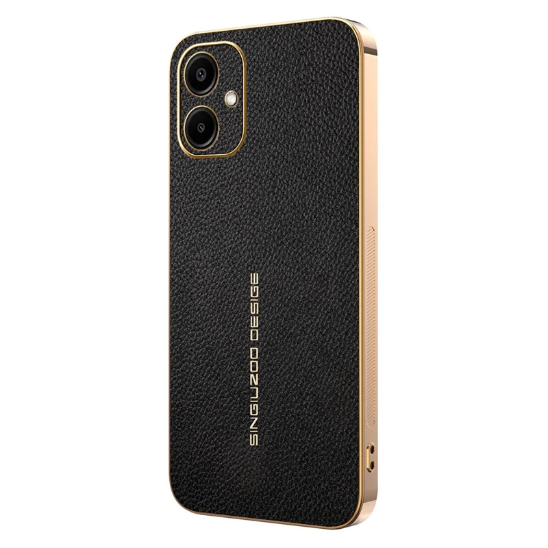 Phone Case For Samsung Galaxy A06 4G  /  A06 5G Anti Scratch Litchi Texture TPU Leather PU Phone Back Cover - Black